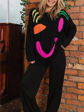 Load image into Gallery viewer, Feel Good Knit Colorful Smiley Face Loose Pullover Sweater
