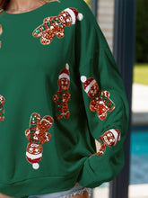 Load image into Gallery viewer, Sequin Gingerbread Man Long Sleeve Christmas Sweatshirt
