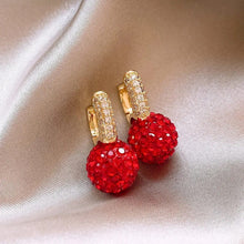 Load image into Gallery viewer, Red Strawberry Rhinestone Earrings
