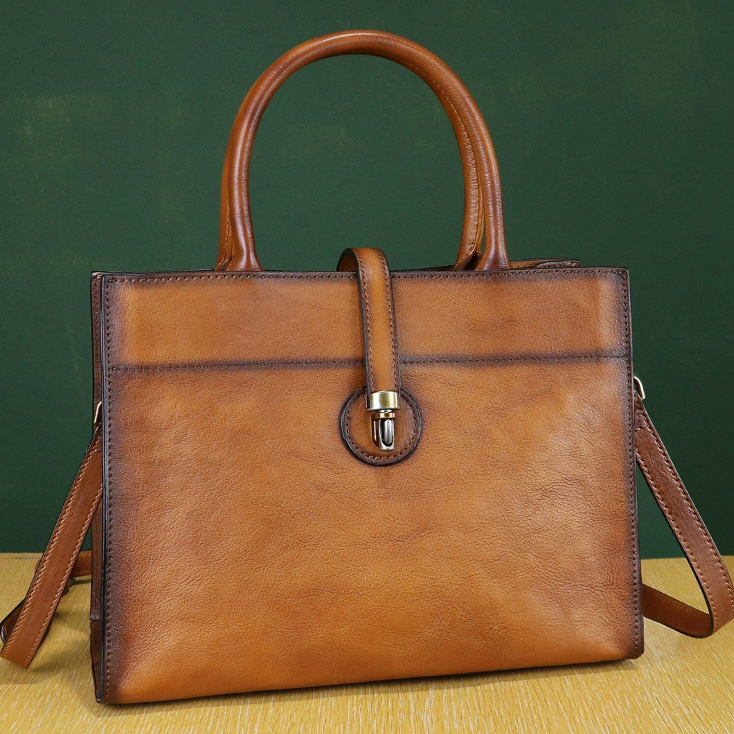 Vintage Leather Handbag Shoulder Bag Handmade Crossbody Satchel Tote
