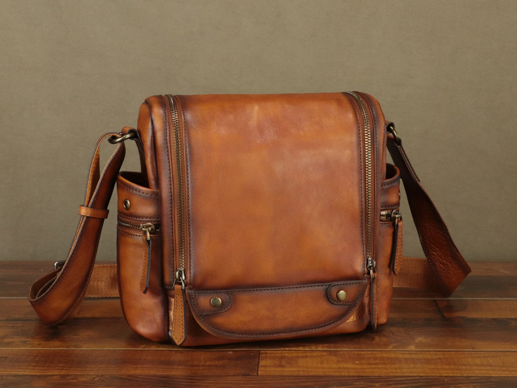 Leather Messenger Bag Sling Purse Crossbody Shoulder Bag