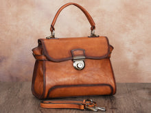 Load image into Gallery viewer, Leather Satchel Crossbody Bag Women Handmade Vintage Handle Handbag Purse
