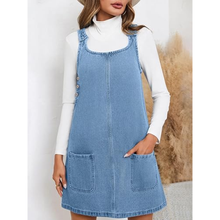 Load image into Gallery viewer, Sleeveless Casual Denim Dress with Pockets
