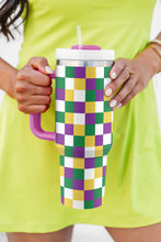 Load image into Gallery viewer, Merdi Gras Checkered Print Handle Large Vacuum Cup 40 OZ
