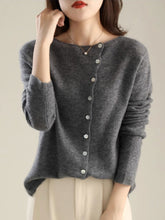 Load image into Gallery viewer, Classic Buttons Down Crew Neck Knitted Cardigan
