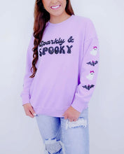 Load image into Gallery viewer, Purple Halloween Sparkly Spooky Sequin Sweatshirt
