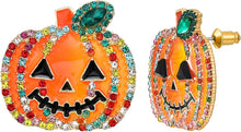 Load image into Gallery viewer, Halloween Witch Hat Pumpkin Dangle Earrings
