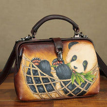 Load image into Gallery viewer, Leather Crossbody Satchel Purse Retro Hand Painted Handbag
