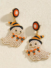 Load image into Gallery viewer, Spooky Chic Halloween &quot;&quot;BOO&quot;&quot; Bead Ghost Drop Earrings
