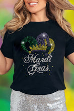 Load image into Gallery viewer, Black Rhinestone Mardi Gras Clown Hat Short Sleeve Tee
