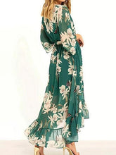 Load image into Gallery viewer, Floral Ruffled Chiffon High Low Midi Dress
