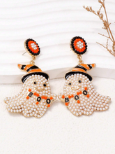 Load image into Gallery viewer, Spooky Chic Halloween &quot;&quot;BOO&quot;&quot; Bead Ghost Drop Earrings
