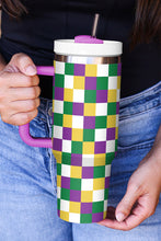 Load image into Gallery viewer, Merdi Gras Checkered Print Handle Large Vacuum Cup 40 OZ
