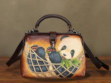 Load image into Gallery viewer, Leather Crossbody Satchel Purse Retro Hand Painted Handbag
