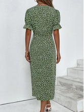 Load image into Gallery viewer, Green Floral Print Button Front Midi Dress
