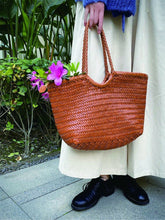Load image into Gallery viewer, Handmade Woven Leather Basket Bag Handbag Tote Purse
