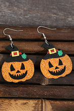 Load image into Gallery viewer, Gold Flame Halloween Pumpkin Dangle Earrings
