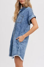 Load image into Gallery viewer, Casual Pockets Buttons Down Shift Denim Mini Dress
