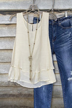 Load image into Gallery viewer, Linen-look Double Layer Triple Tiered Boho Tank Top
