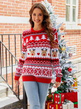 Load image into Gallery viewer, Christmas Reindeer Heart Pattern Cute Knitted Ugly Sweater
