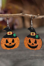 Load image into Gallery viewer, Gold Flame Halloween Pumpkin Dangle Earrings
