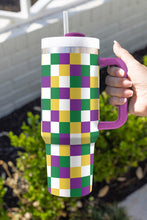 Load image into Gallery viewer, Merdi Gras Checkered Print Handle Large Vacuum Cup 40 OZ
