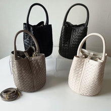 Load image into Gallery viewer, Small Woven Leather Tote Bag Classic Bucket Bag Shoulder Bag
