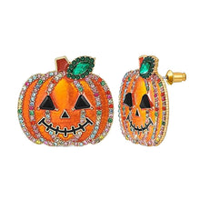 Load image into Gallery viewer, Halloween Witch Hat Pumpkin Dangle Earrings
