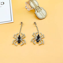 Load image into Gallery viewer, Halloween CZ Spider Earrings
