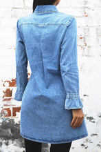 Load image into Gallery viewer, Collar Long Sleeve Buttons Down Min Denim Dress
