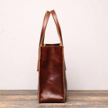 Load image into Gallery viewer, Full Grain Leather Handcrafted Large Minimalist Leather Tote Bag
