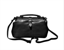 Load image into Gallery viewer, Black Doctor Bag Leather Handbag Crossbody Purse For Women
