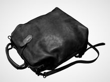 Load image into Gallery viewer, Black Convertible Crossbody Leather Doctor Bag Backpack Purse
