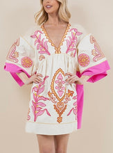 Load image into Gallery viewer, Pink Embroidered Loose Mini Dress
