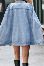 Load image into Gallery viewer, Turndown Collar Buttons Down Oversized Denim Cape
