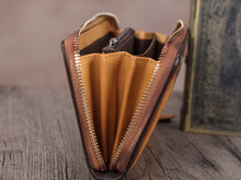 Load image into Gallery viewer, Zipper Leather Women Wallet Long Purse Vintage Handmade Clutch Purse
