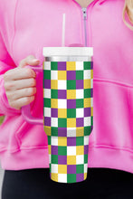 Load image into Gallery viewer, Merdi Gras Checkered Print Handle Large Vacuum Cup 40 OZ
