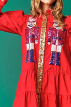 Load image into Gallery viewer, Long Sleeve Nutcracker Sequin Mini Dress
