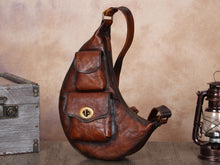 Load image into Gallery viewer, Brown Casual Leather Sling Bag Crossbody Purse
