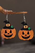 Load image into Gallery viewer, Gold Flame Halloween Pumpkin Dangle Earrings
