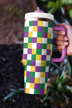 Load image into Gallery viewer, Merdi Gras Checkered Print Handle Large Vacuum Cup 40 OZ
