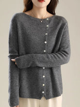 Load image into Gallery viewer, Classic Buttons Down Crew Neck Knitted Cardigan
