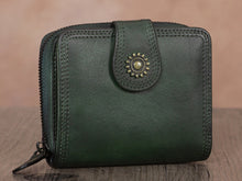 Load image into Gallery viewer, Retro Handmade Zipper Leather Short Wallets Purse for Women
