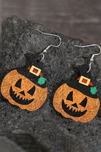 Load image into Gallery viewer, Gold Flame Halloween Pumpkin Dangle Earrings
