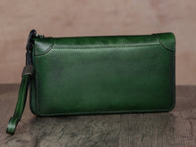 Load image into Gallery viewer, Leather Zipper Women Wallet Long Purse Handmade Clutch
