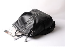 Load image into Gallery viewer, Black Double Zipper Convertible Full Grain Leather Backpack for Women
