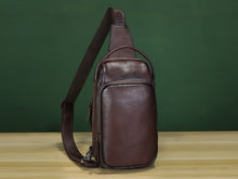 Load image into Gallery viewer, Retro Leather Sling Bag Crossbody Chest Shoulder Backpack
