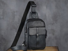 Load image into Gallery viewer, Brown Large Leather Sling Bag Casual Shoulder Backapck
