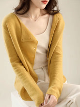 Load image into Gallery viewer, Classic Buttons Down Crew Neck Knitted Cardigan
