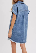 Load image into Gallery viewer, Casual Pockets Buttons Down Shift Denim Mini Dress
